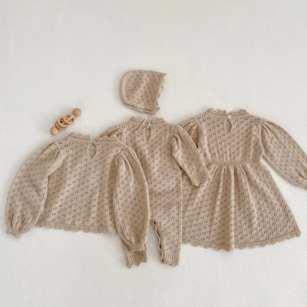 Baby Girl Knit Romper & Dress Top (0–12M)