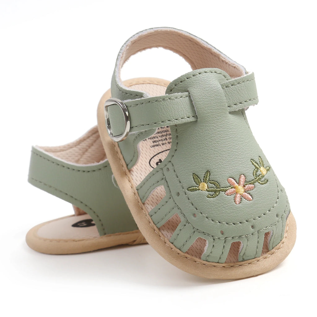 Baby Girl Summer Sandals – Breathable Lightweight Floral Wrap-Toe Shoes