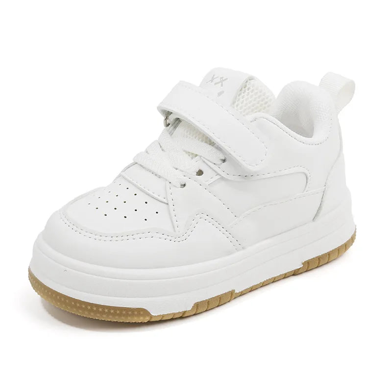 Kids White Spring/Autumn Sneakers – Lightweight Soft-Sole Casual Shoes
