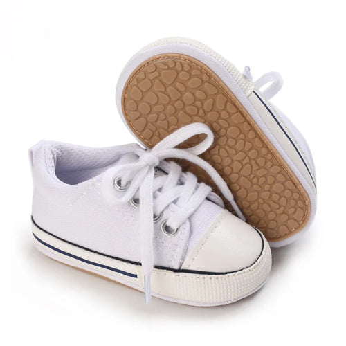 Baby Canvas Sneakers – Lace-Up Non-Slip Rubber Sole Shoes