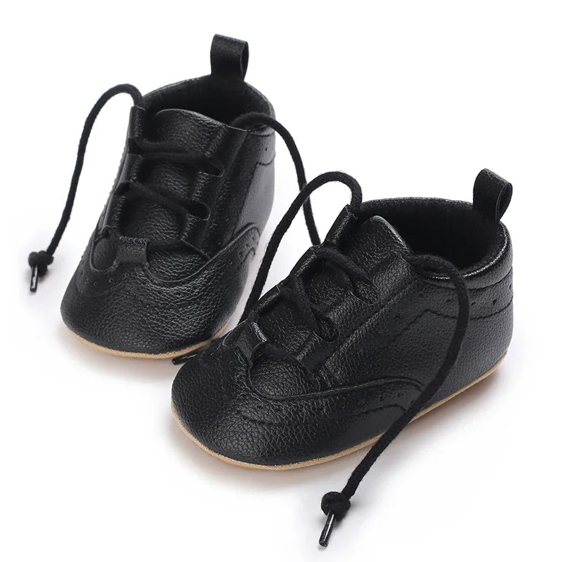 Baby Boys’ Moccasins – White Soft-Sole Non-Slip First-Step Shoes