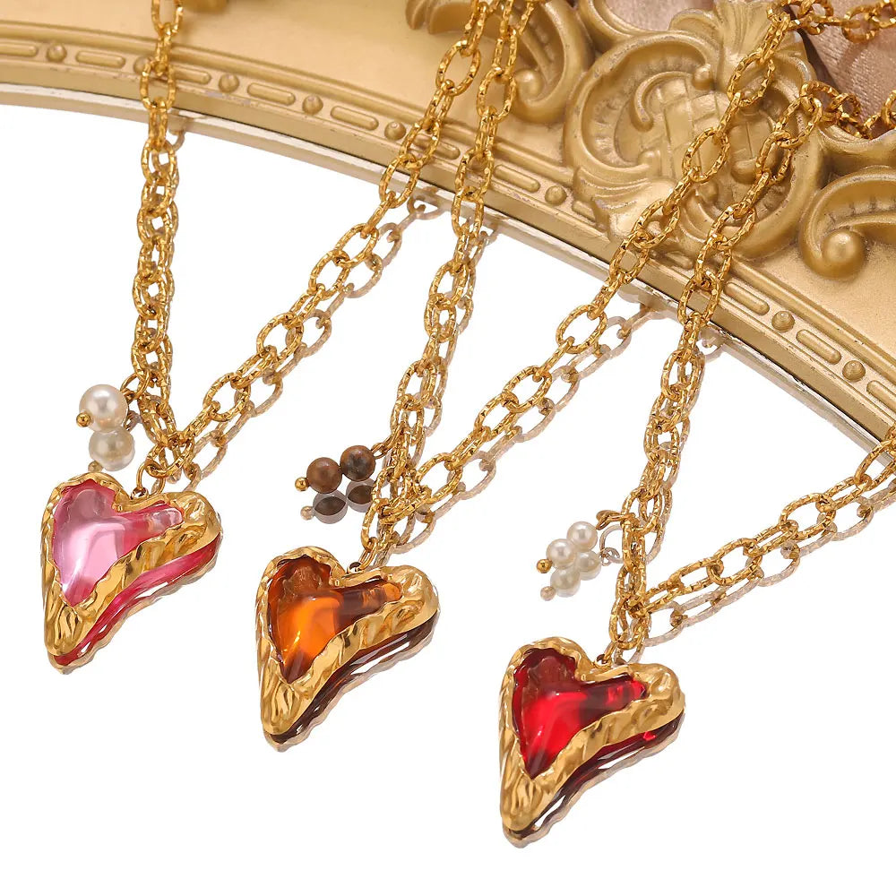 Jolivie Stainless Steel Retro Heart Pendants